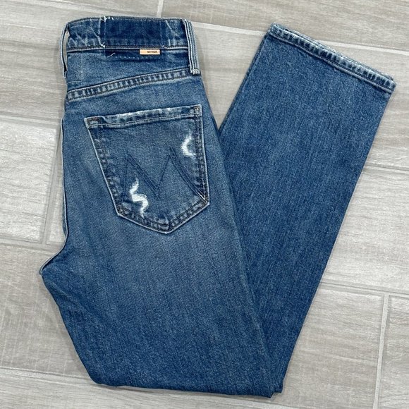 Mother The Tomcat Playing with Scissors Straight Leg Crop Distressed Jeans Sz 25 - Picture 6 of 16